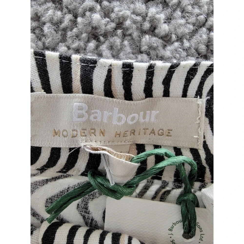 Barbour Romy Linen Blend Shorts Women's 12 Monochrome Zip Fly Hook & Bar Closure
